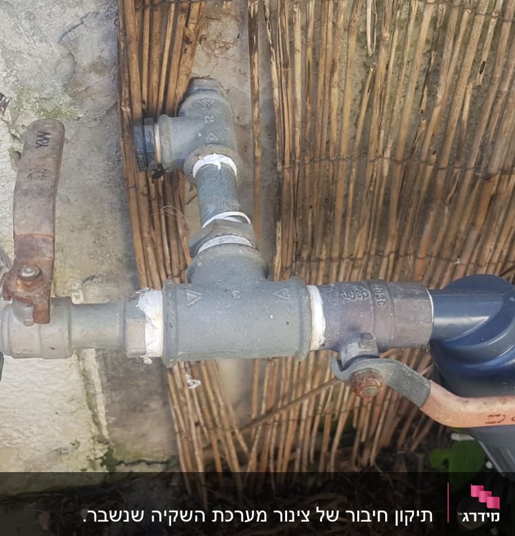 צינור מים עם ברזים ומחברים שונים